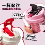 600ML PORTABLE HEAT RESISTANCE BOTTLE WITH STRAW - Image 2