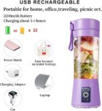 380ML PORTABLE AND RECHARGEABLE JUICE BATTERY BLENDER (6BLADES) - Image 5