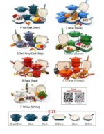 7PCS HIGH QUALITY DURABLE THICK HEAVY ENAMEL CAST IRON COOKWARE / POT SET (CHEF STANDARD) 

(5 COLOR AVAILABLE: to be randomly selected)