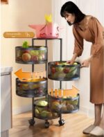 FLOOR MOUNTED MULTILAYER ROTATING (CIRCULAR) STAINLESS STEEL DRAWER TROLLEY for KITCHEN/BATH/LIVING ROOM - ORGANIZER STORAGE UNIT

• Classic & Durable Multi-Layer Vegetable Basket With Wheels
 • Kitchen & Bath/Living Room Rotating Storage Racks 
• Floor Mounted Multilayer Trolley