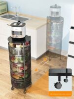 FLOOR MOUNTED MULTILAYER ROTATING (CIRCULAR) STAINLESS STEEL DRAWER TROLLEY for KITCHEN/BATH/LIVING ROOM - ORGANIZER STORAGE UNIT

• Classic & Durable Multi-Layer Vegetable Basket With Wheels
 • Kitchen & Bath/Living Room Rotating Storage Racks 
• Floor Mounted Multilayer Trolley - Image 3