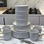 16PCS EUROPEAN LUXURY FINE CERAMIC STONEWARE DINNER SET (4 Serving plate 4 Side plate 4 Soup bowls 4 Cups) - Image 2