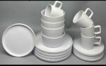 16PCS EUROPEAN LUXURY FINE CERAMIC STONEWARE DINNER SET (4 Serving plate 4 Side plate 4 Soup bowls 4 Cups)