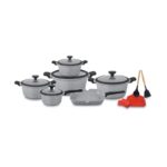 16PCS UCC LIFE COOKWARE SET…

Size:20/24/28/32cm
Grill pan 28cm
Sauce pan 18cm
2 anti scald cotton glove, 2 spoon set, 1 Apron - Image 4