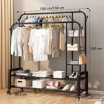 68KG METAL HEAVY DUTY FLOOR FOLDABLE INDOOR DOUBLE POLE CLOTHE HANGER/RACK (METAL ALTHOUGH) - Image 2