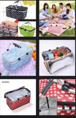 COLLAPSIBLE INSULATED DOUBLE HANDLE COLORFUL PICNIC BAG BIG SIZE - Image 5